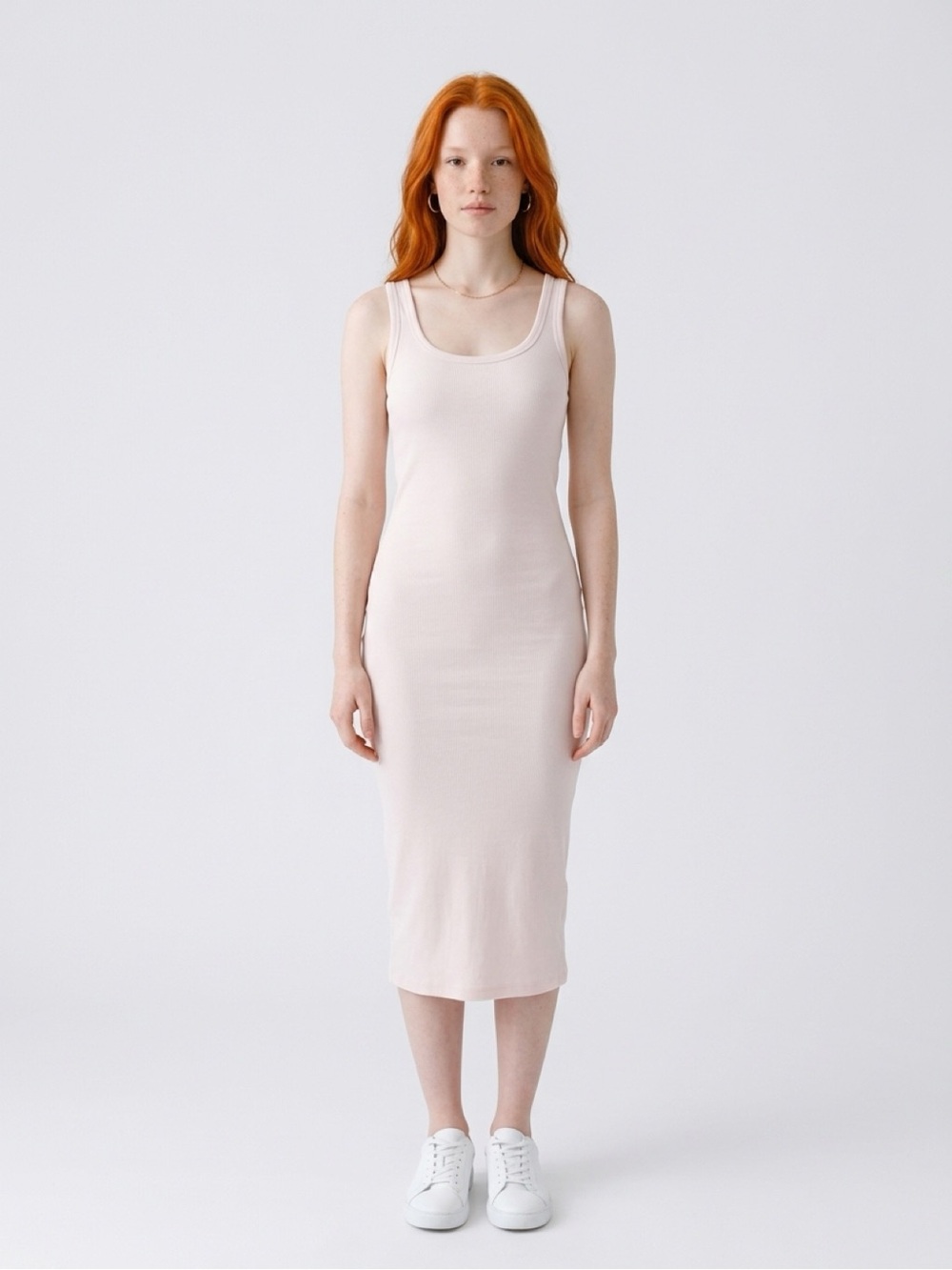 Frank & Oak Soft Blush Pink Ribbed Maxi Slip Dress